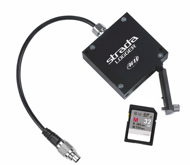 Strada Logger is a small SD Card holder that can be connected via CAN bus to these loggers:
